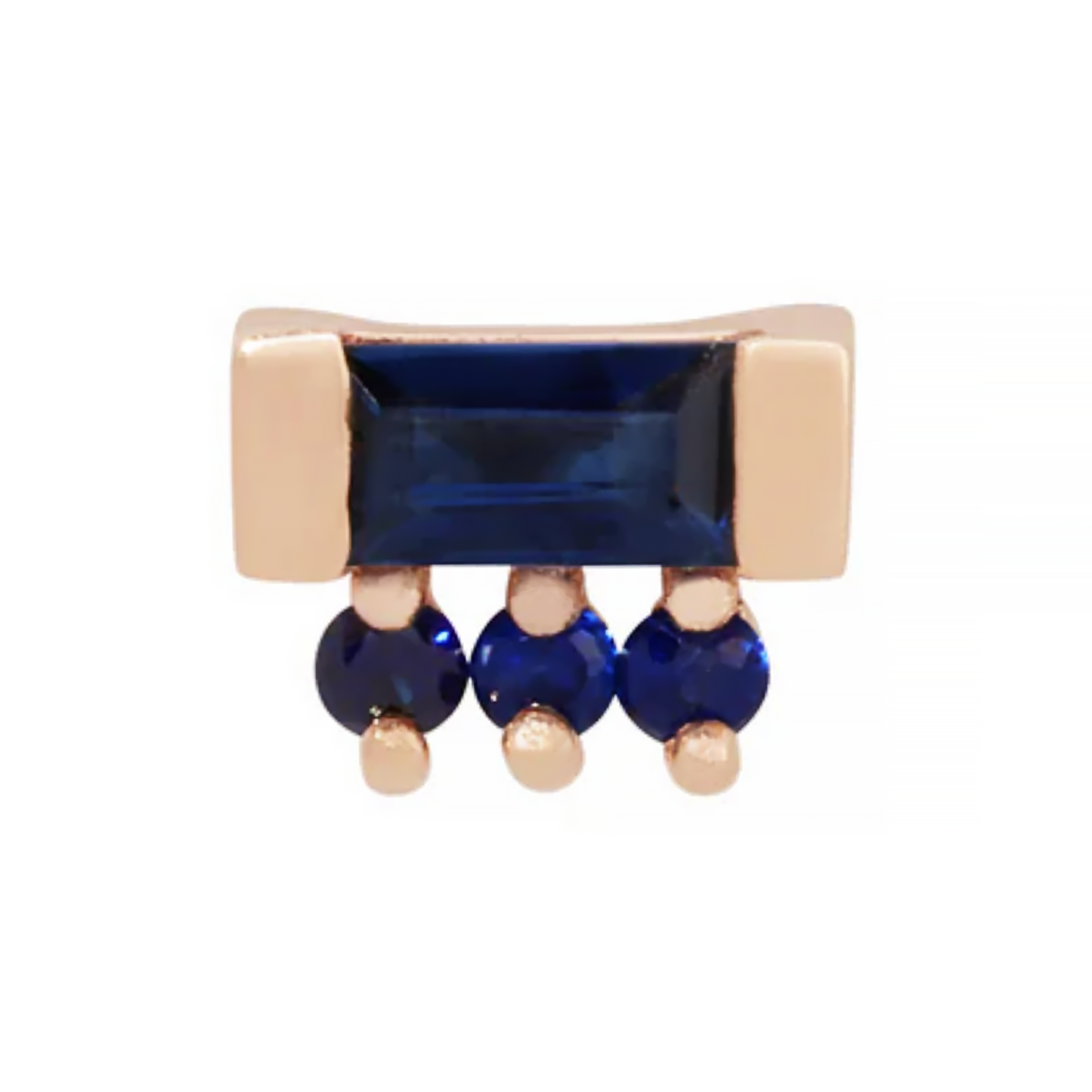 Baguette Sapphire 3 Dot Threadless End