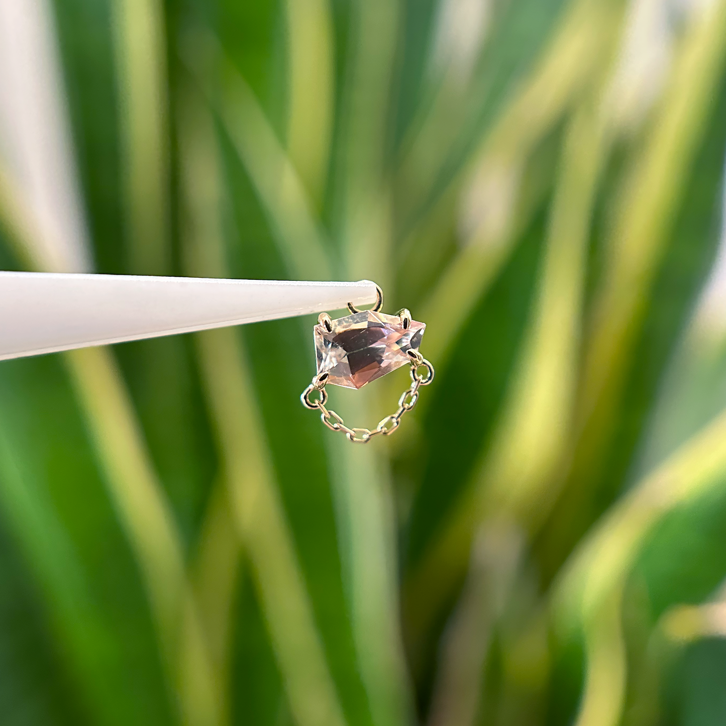 Freeform Sunstone Charm with Chain Drape