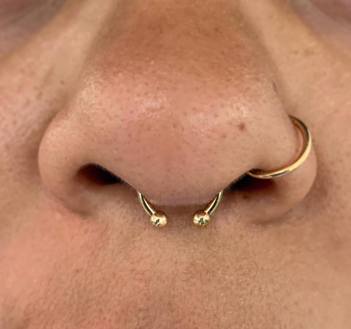 14k Circular Barbell with 2.5mm Beads