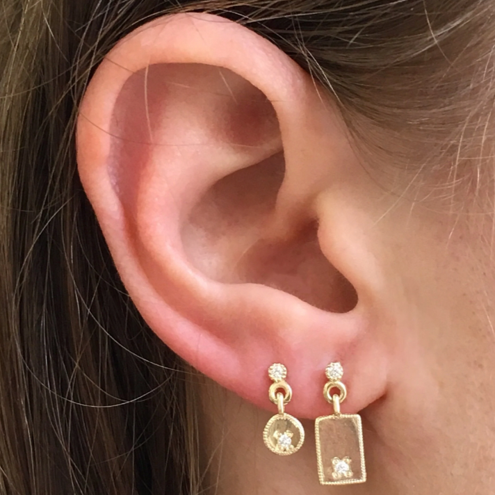 Diamond Mirror Dangle Earrings