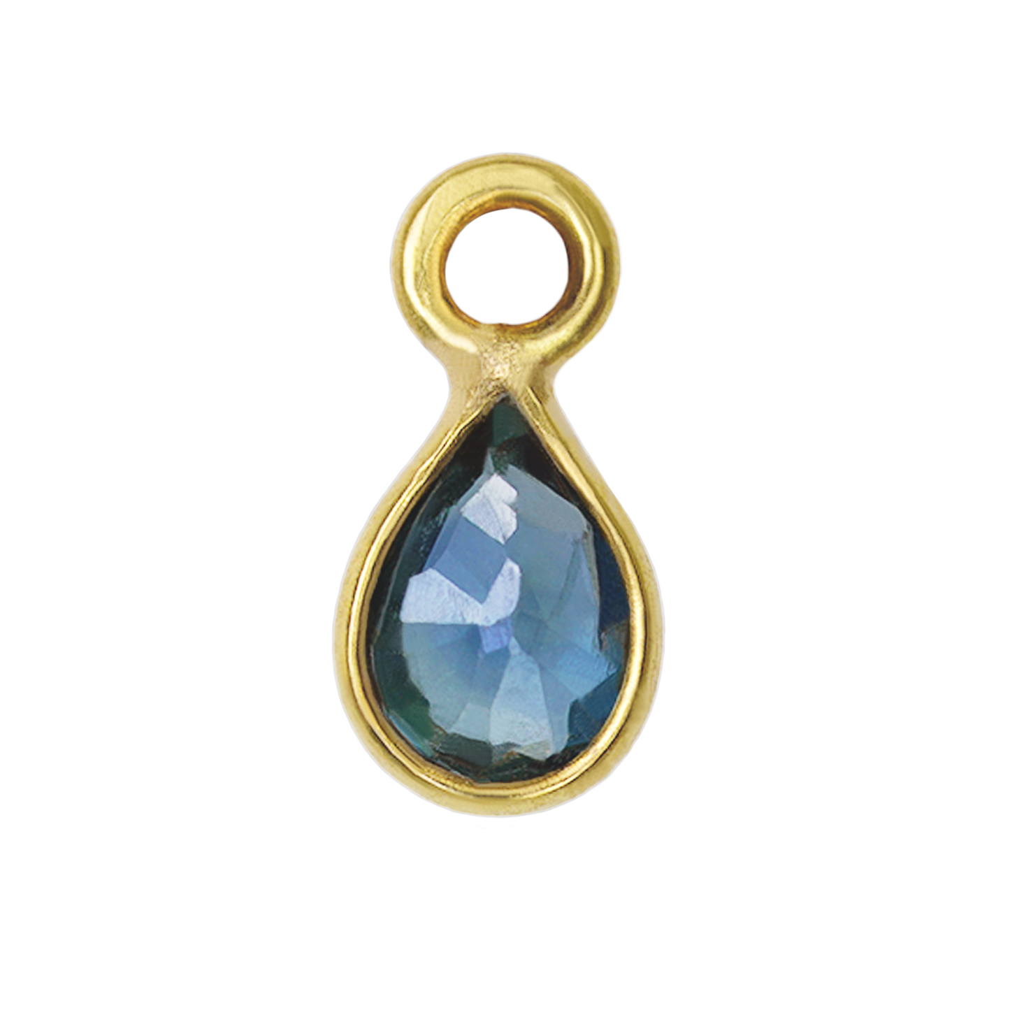 Small Teal Sapphire Teardrop Charm