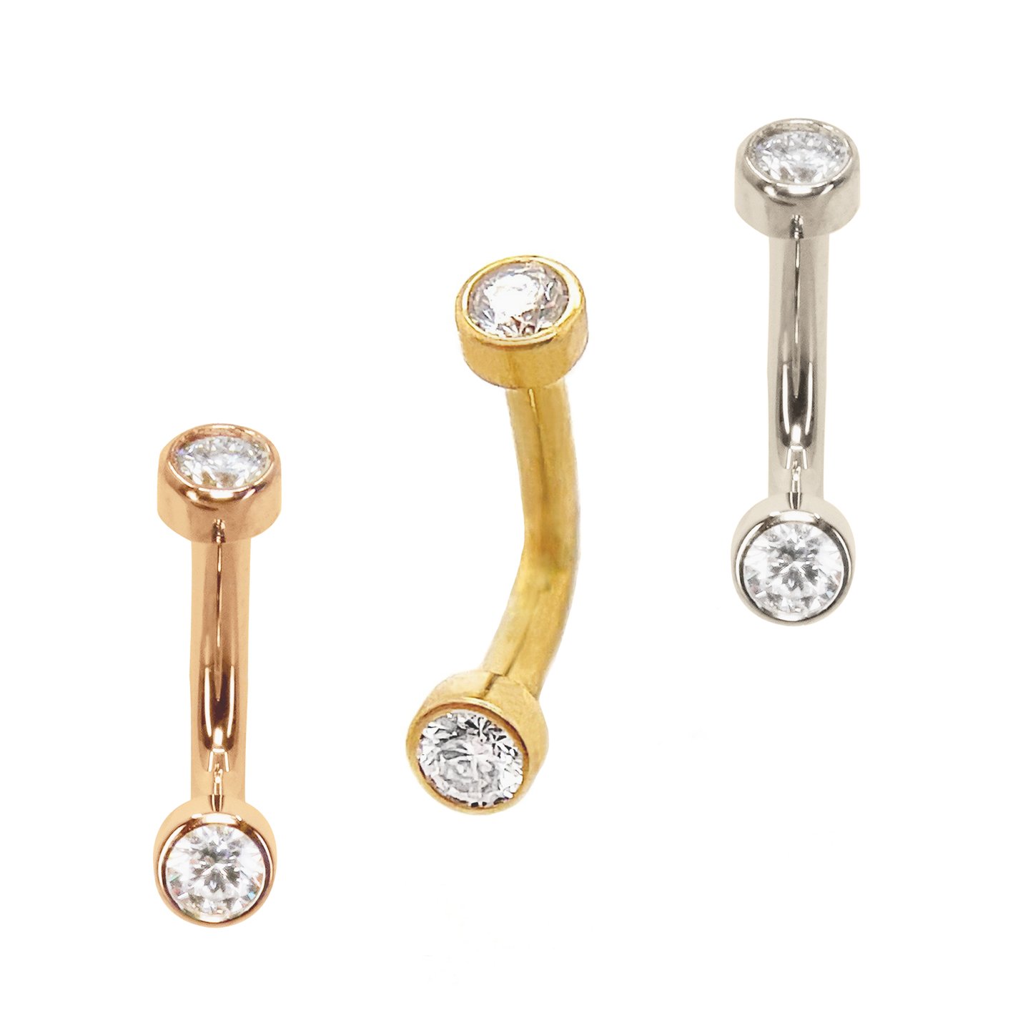 Tiny Diamond Bezel J-Curve Barbell