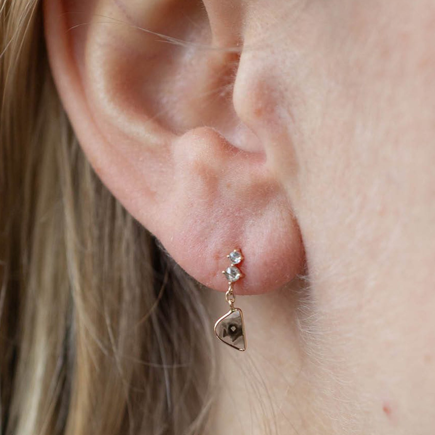 Dangling Diamond Slice Earring