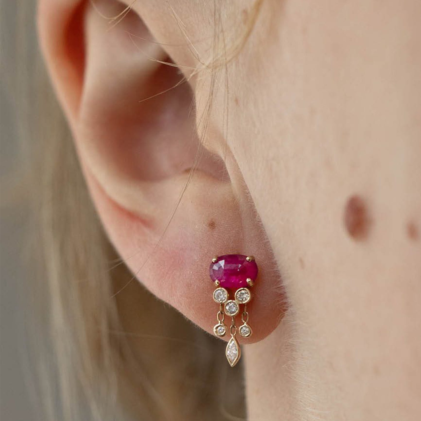 Ruby Jellyfish Earring