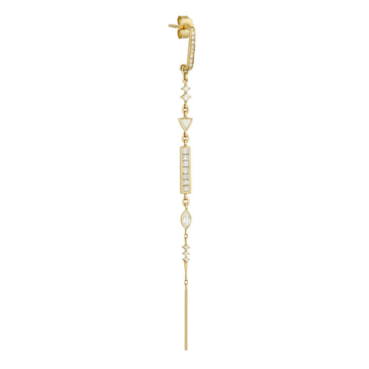 Square & Trillion Diamonds Long Single Earring