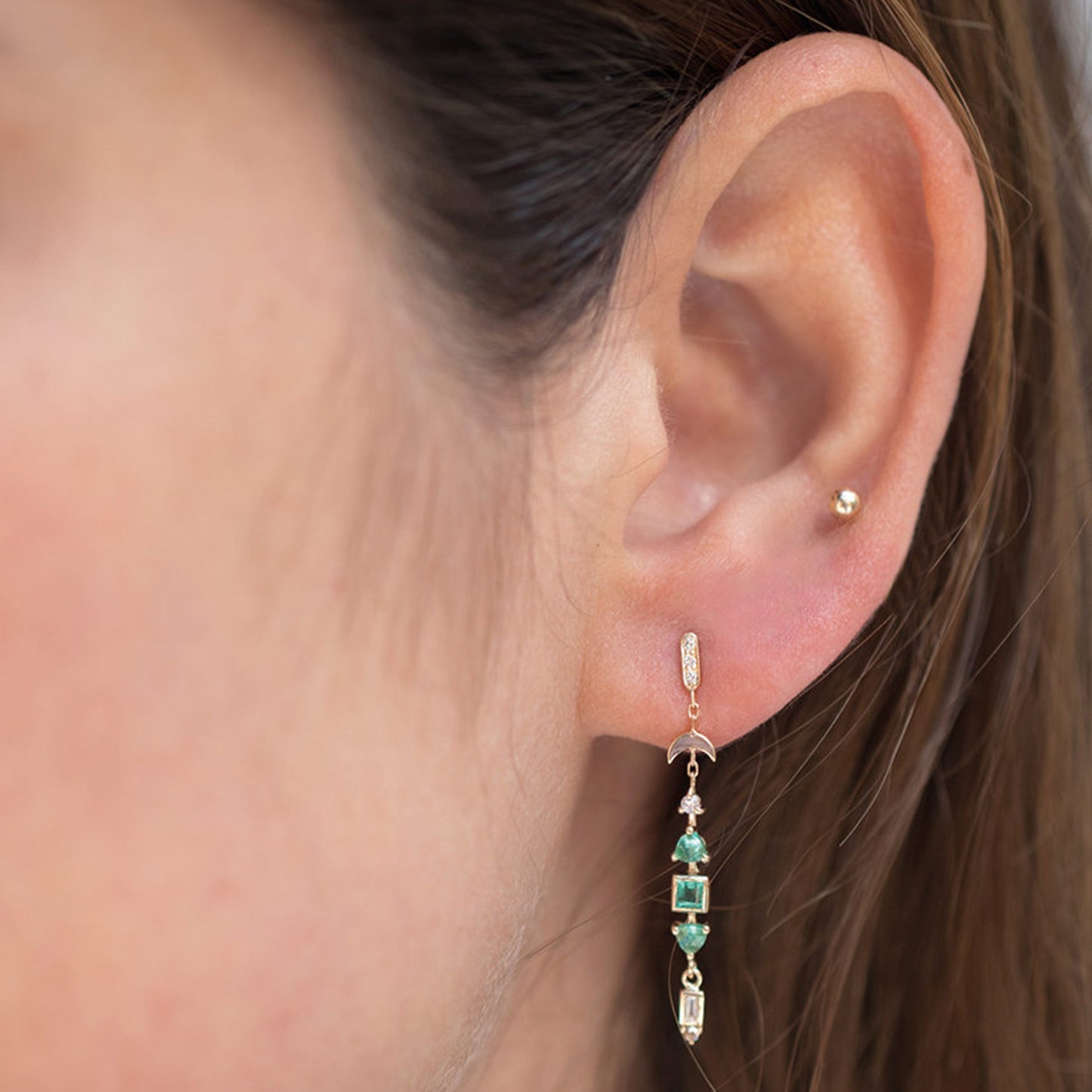 Emerald Totem Drop Earring