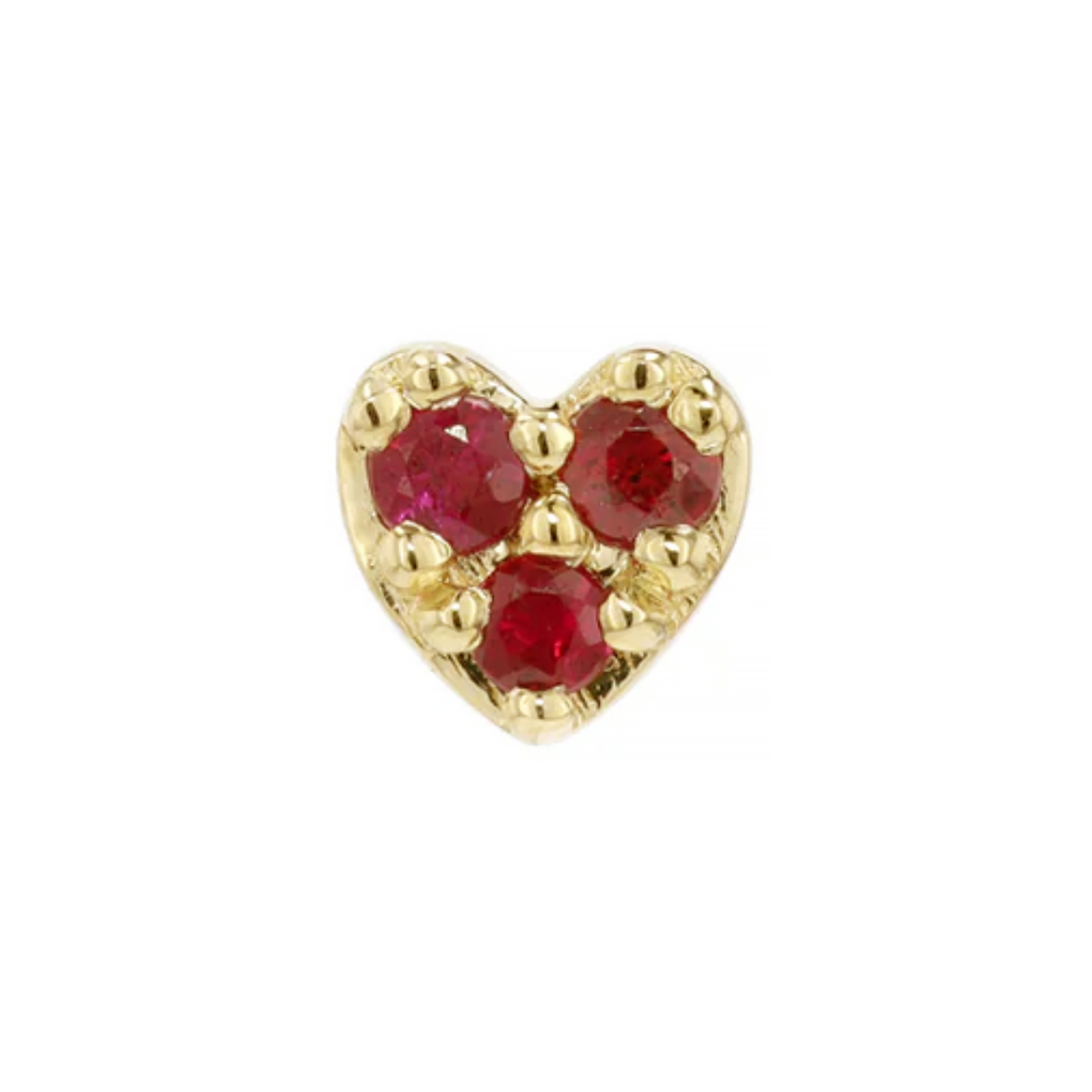 Mini Audrey Heart Threadless End with Rubies