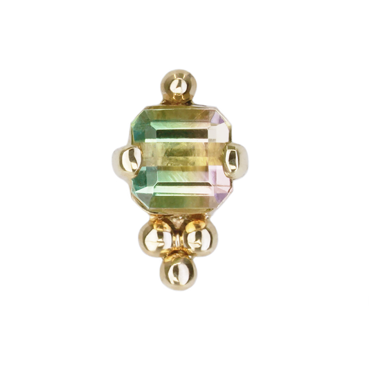 Watermelon Tourmaline Tri Bead Threaded End
