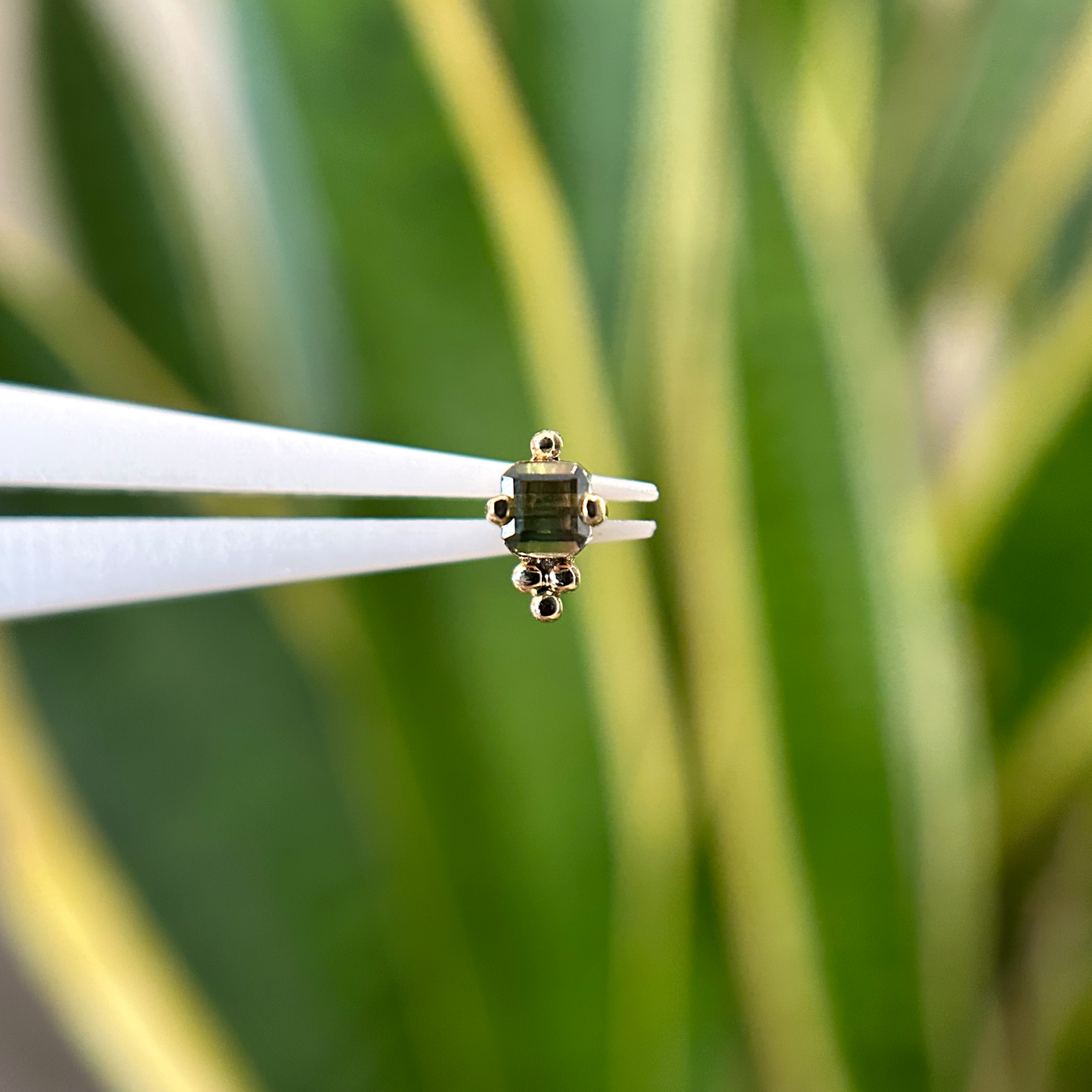 Watermelon Tourmaline Tri Bead Threaded End