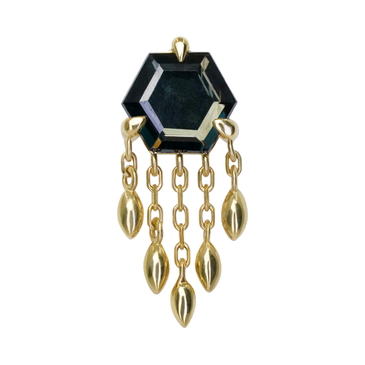 Hexagonal Spinel Threadless End with Dripping Marquise Charms