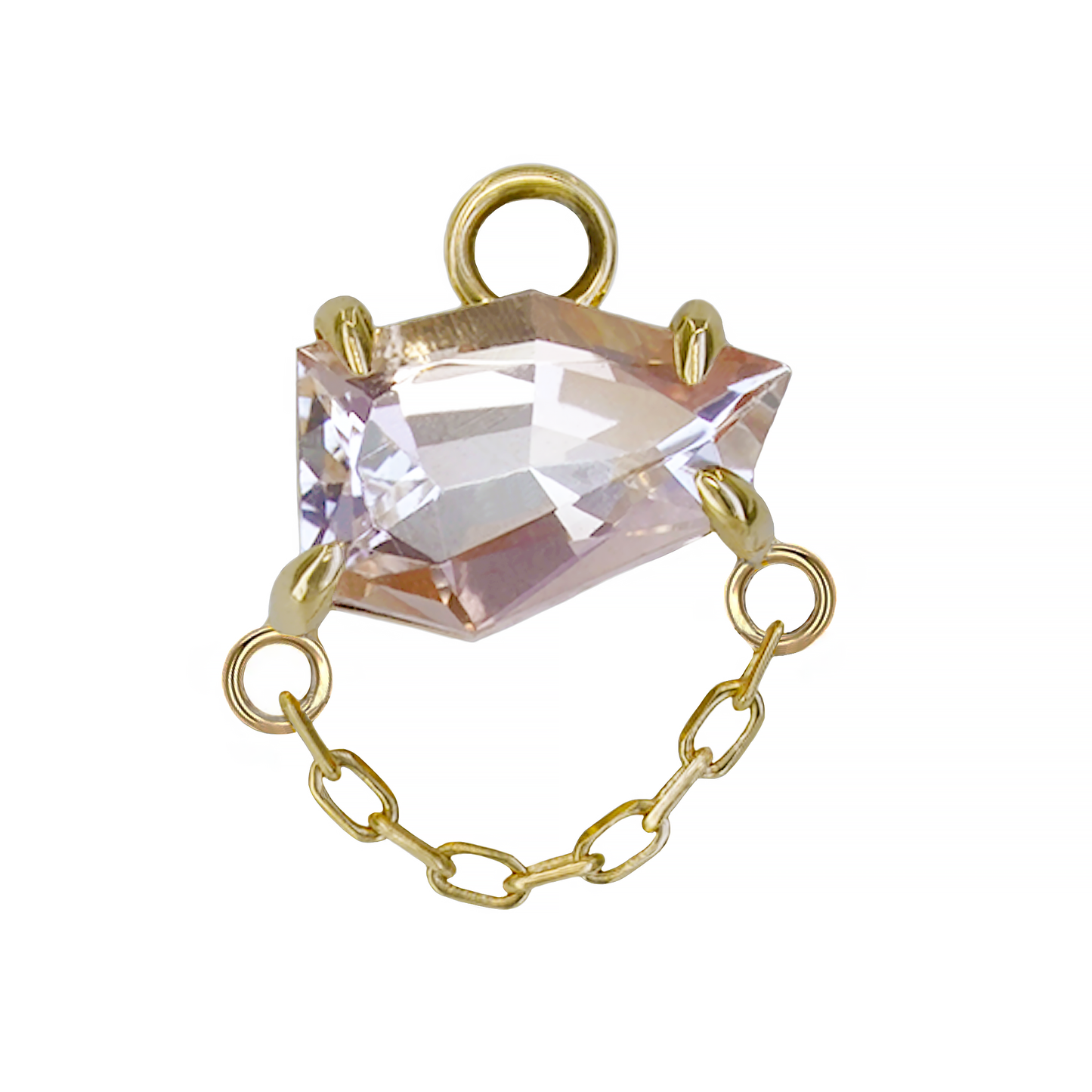 Freeform Sunstone Charm with Chain Drape