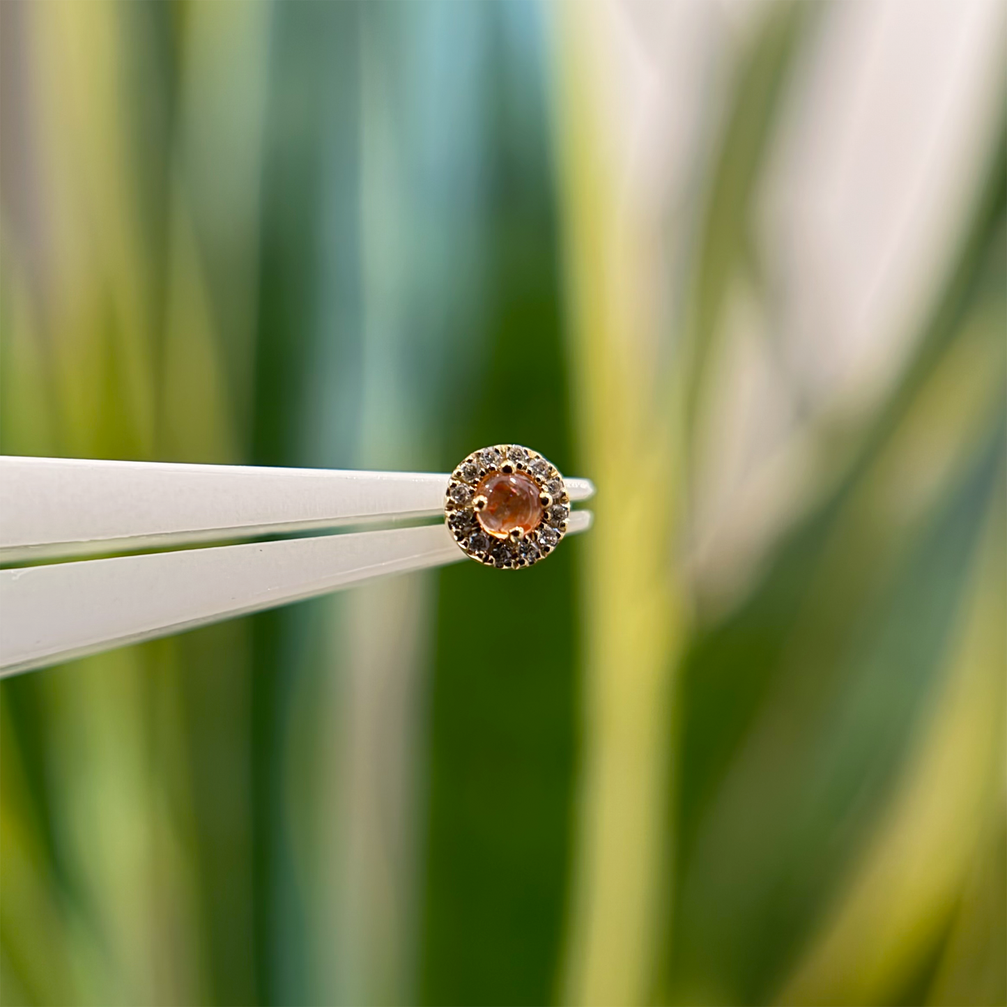 Sunstone & Diamond Halo Threadless End