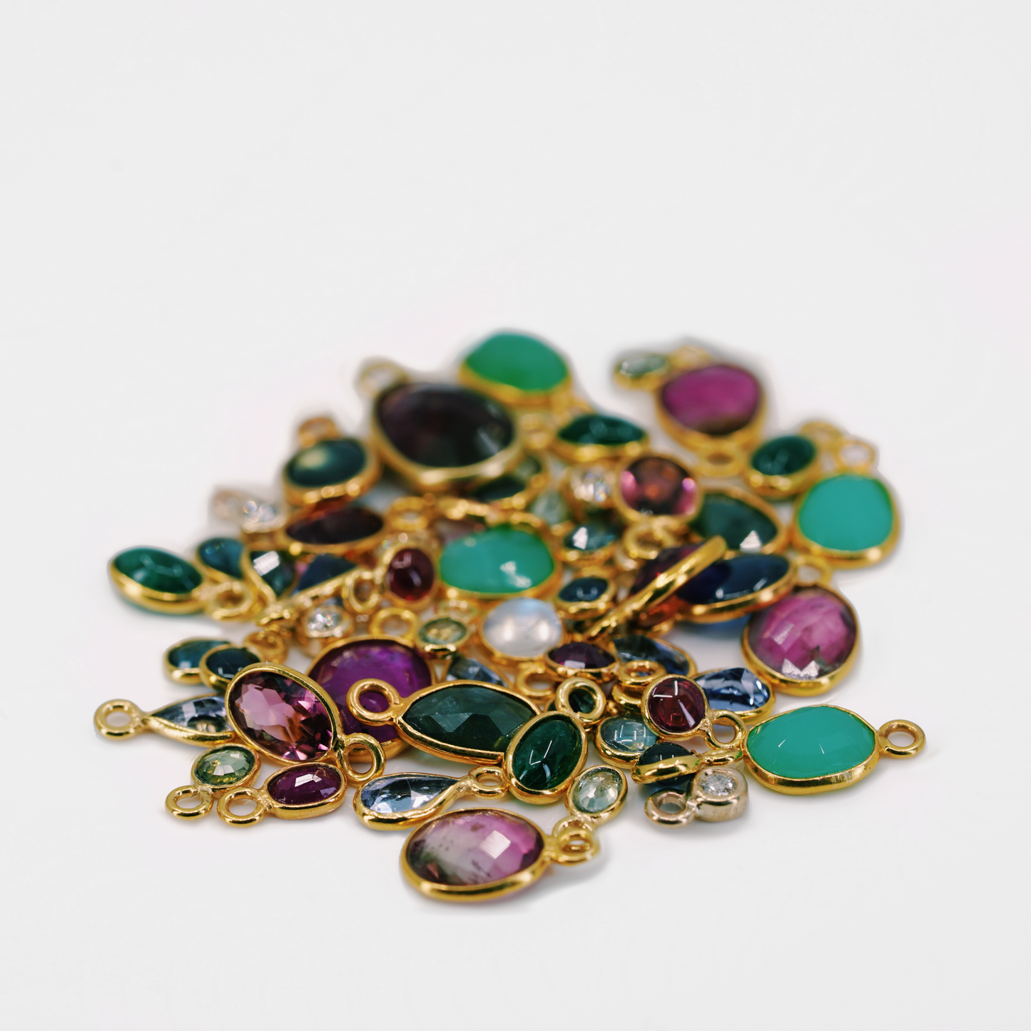 Tiny Oval Green Sapphire Charm