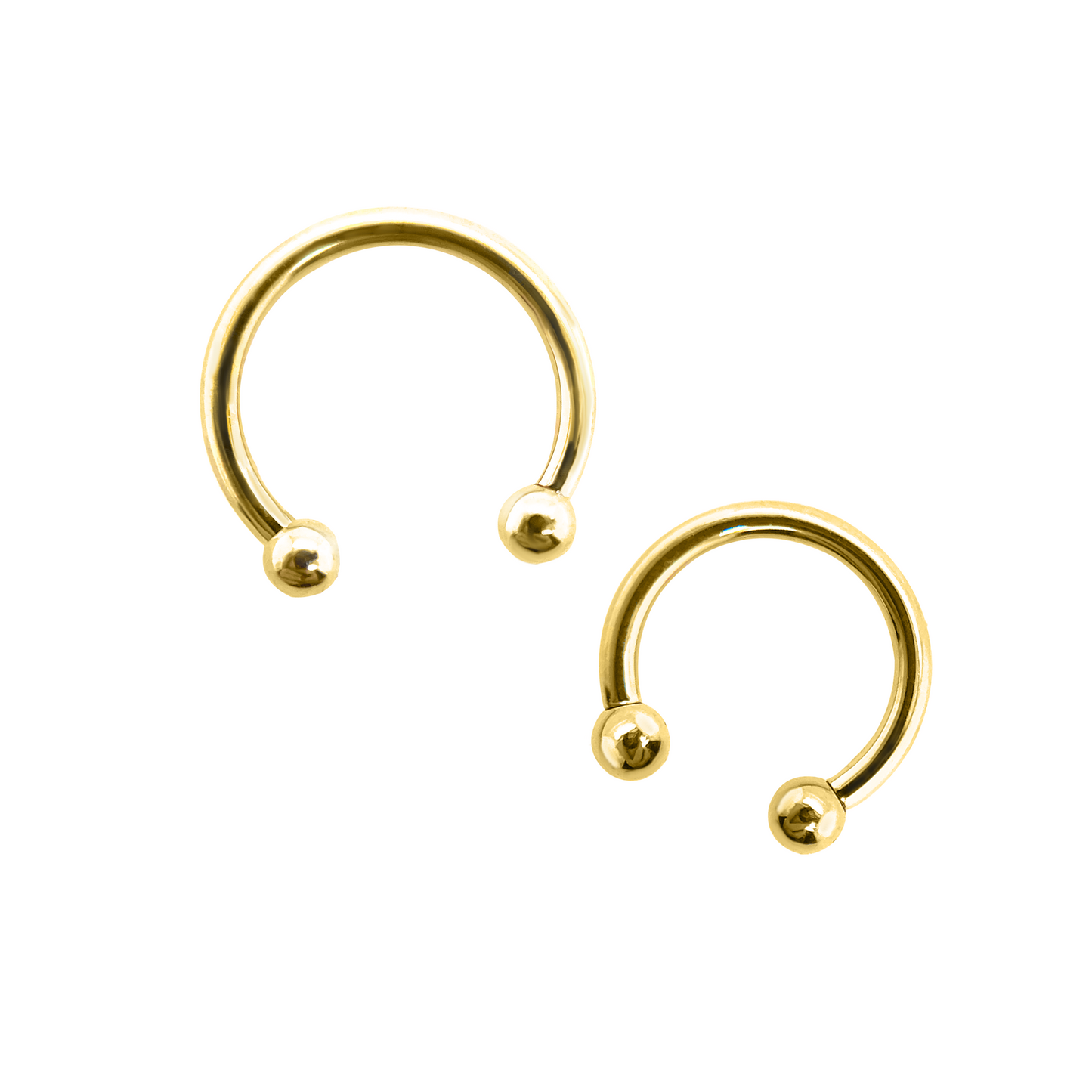 Yellow Gold Circular Barbell with 2.5mm Beads